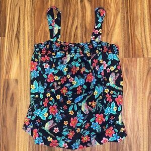 Old Navy Linen Floral Tropical Tank Womens Size Small
